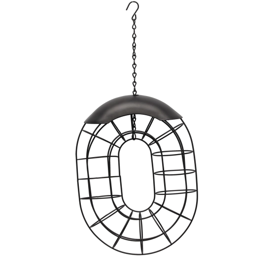 Oval fuglefoderholder i metal til fedtkugler