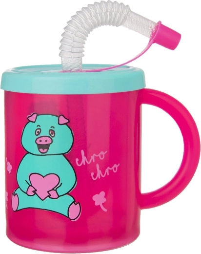 Bicchiere per bambini in plastica con beccuccio Rubby – maialino 0,3 l