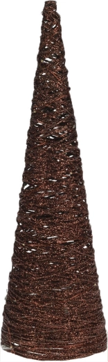 Decorative pyramid 40 cm with LED lighting, metal, brown