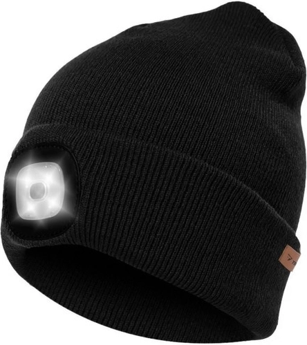 Winter Beanie with USB LED Light - Black Beanie