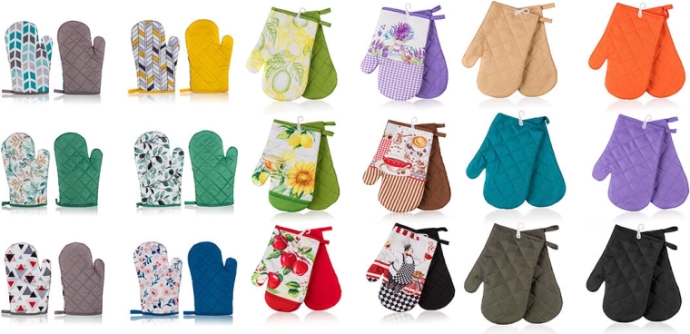 SOLID kitchen oven mitts, 27 cm, set of 2, assorted colors