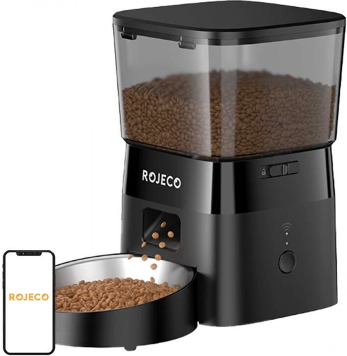 Distributore automatico di cibo Rojeco per animali domestici 2 l WiFi nero