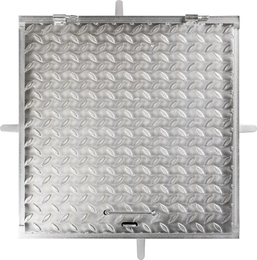 Dækplade 500 × 500 mm, galvaniseret, bæreevne 150 kg