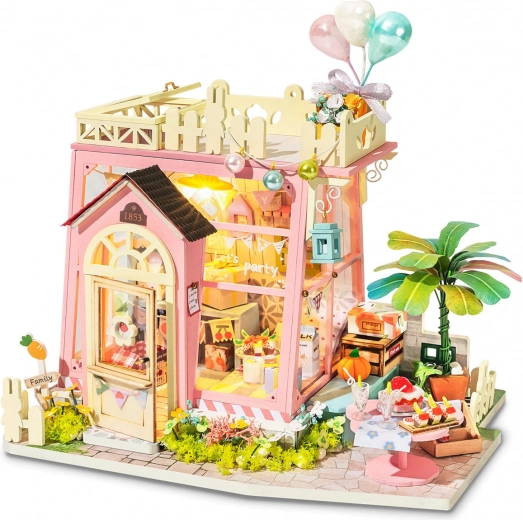 ROBOTIME Holiday Party Time Miniature House – DIY kit with LED