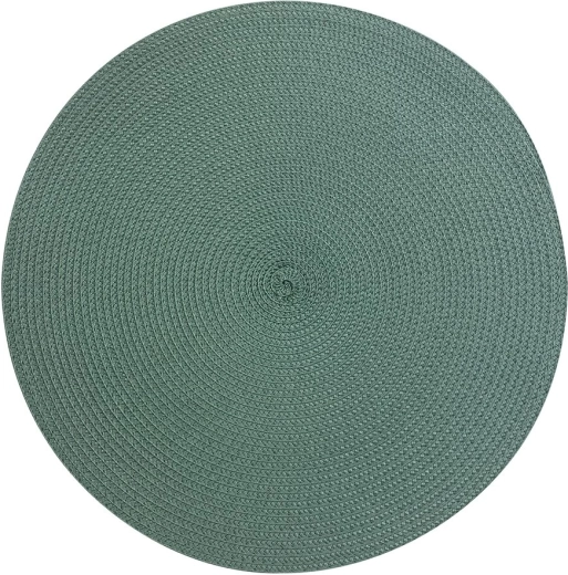 Round polypropylene placemat with straw-effect weave, 38 cm, cozy green