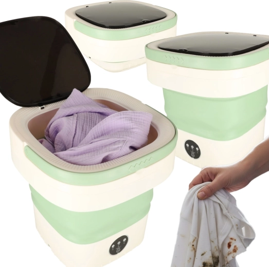 Mini lavatrice da viaggio pieghevole verde da 12 l