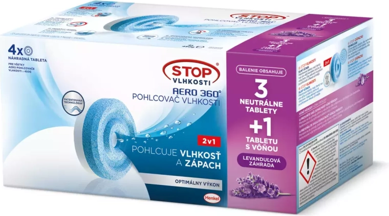 Ceresit Stop Humidité Aero 360° recharges 2 en 1, 3× neutre + 1× lavande