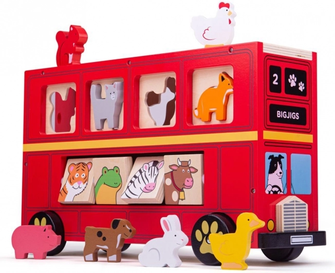 Wooden Bus with Animals by Bigjigs