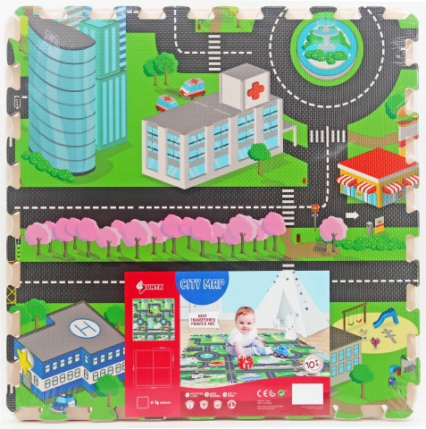 Soft foam city floor puzzle 118 × 118 cm