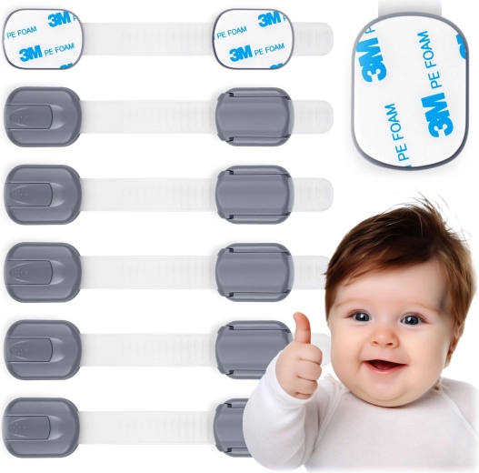 RICOKIDS child safety locks for cabinets, 6 pcs, gray