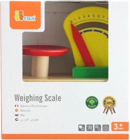 Wooden kids' weighing scale for pretend store play