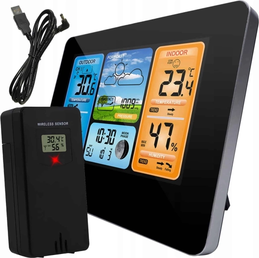 RENEW FORCE Weather Station with Color LCD Display and Wireless Sensor