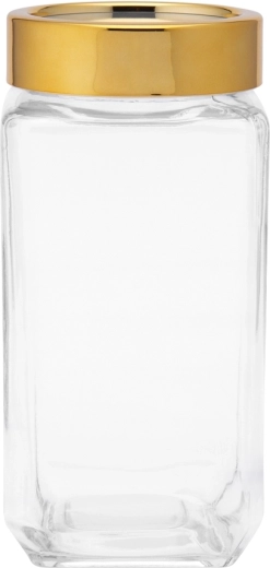 Bocal en verre carré avec couvercle doré 1 l