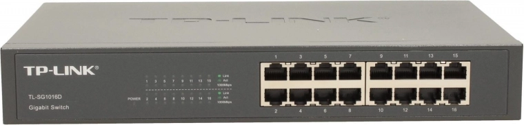 Gigabitový switch 16× RJ45, desktopový, L2