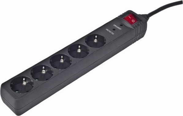 Surge-protected extension strip with 5 Schuko sockets, 3 m
