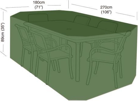 Protective cover for garden set with 6 chairs and rectangular table 270 × 180 × 89 cm, PE 90 g/m²