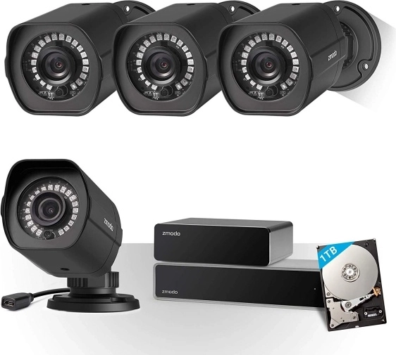 zmodo set sistema di telecamere 4× 1080p con nvr e disco da 1 tb