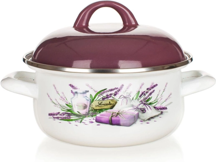 Casseruola smaltata Lavender 20 cm con coperchio 2,1 l