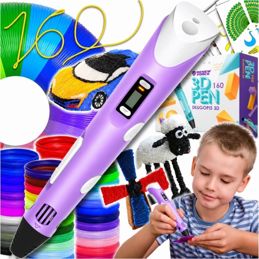 Penna 3D viola con display LCD e 160 m di filamento
