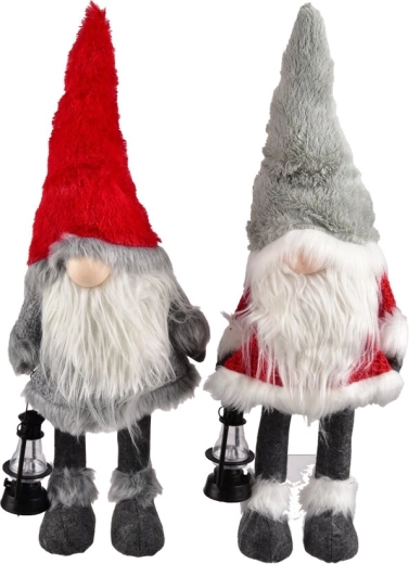 Lutin en peluche rouge avec éclairage LED 51 cm