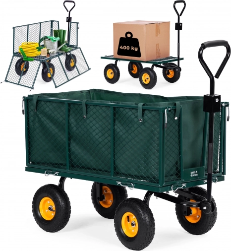 Garden Transport Cart MultiGarden with Opening Sides and Large Inflatable Wheels