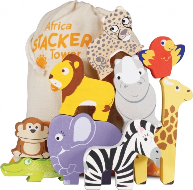 Le Toy Van Petilou Stacking Tower Africa – Wooden Balancing Animals