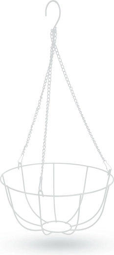 Viseča kovinska košara za cvetlične lonce, 25 cm, bela