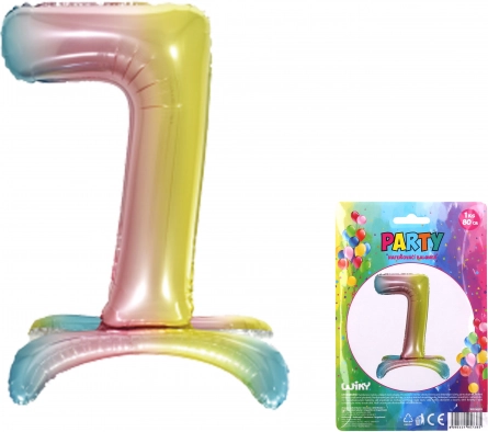 Foli balon broj 7, duginih boja, 80 cm