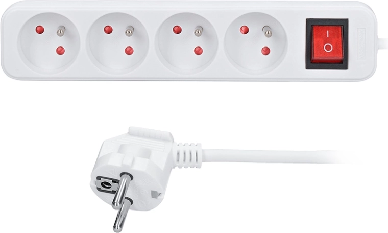 Solight extension lead with switch, 4 sockets, 7 m, white