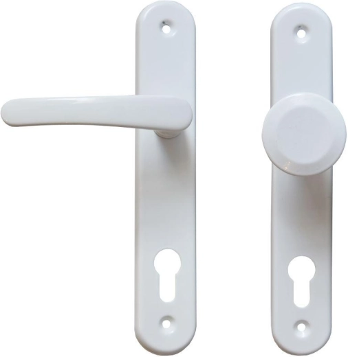 Ferrure de porte MICHAELA poignée + bouton fixe avec cylindre 90 mm, blanc