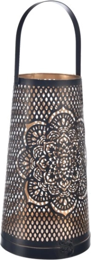 Bougeoir en métal Mandala noir/doré 20 cm