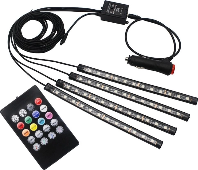 LED-Innenraumbeleuchtung für Autos Pilot Light Bar 4×12 LED RGB mit Fernbedienung