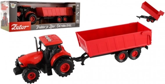 Trattore Zetor con rimorchio a inerzia con luci e suoni