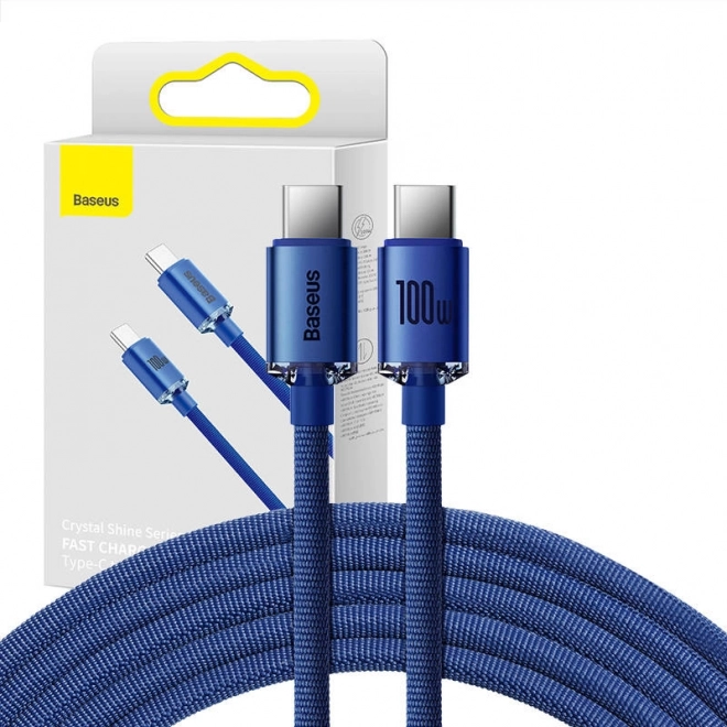 Baseus Crystal Shine USB‑C to USB‑C Cable 100 W, 1.2 m – Blue