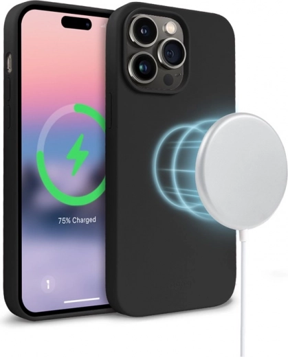 Magnetické silikonové pouzdro pro iPhone 14 Pro Max s MagSafe, černé