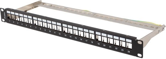 Pannello patch 24 porte 1U 19" FTP per moduli Keystone nero