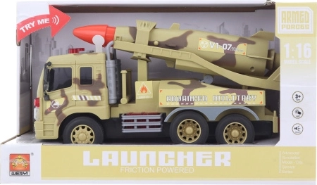 Militaire auto met raket op batterijen voor kinderen