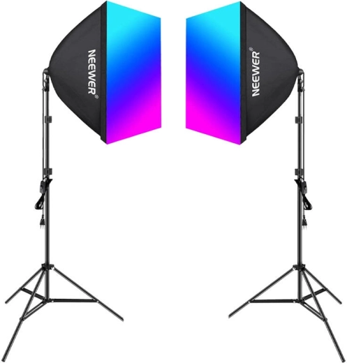 Neewer NK800 Kit with Dual Softboxes and RGB Bulbs