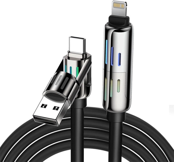 Víceúčelový 4v1 USB-C/USB-A na USB-C/Lightning kabel BlitzWolf 1,2m černý