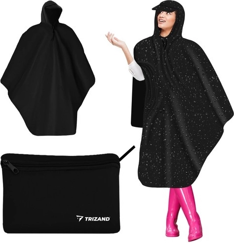 TRIZAND Cycling Rain Poncho with Visor, Black