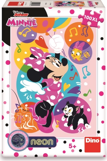 Svítící Neonové Puzzle Minnie a Balónky 100 XL dílků