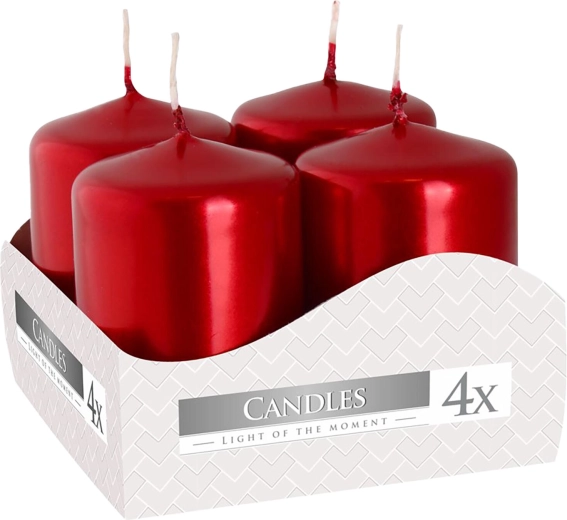 Advent candles 60 × 40 mm metallic red gloss (4 pcs)