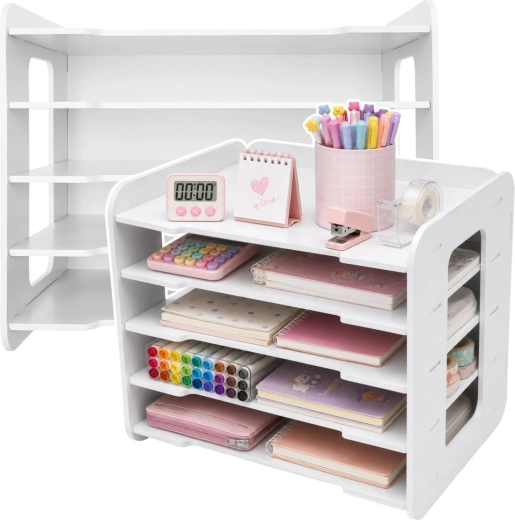 White wooden desktop document organizer for A4 from MDF
