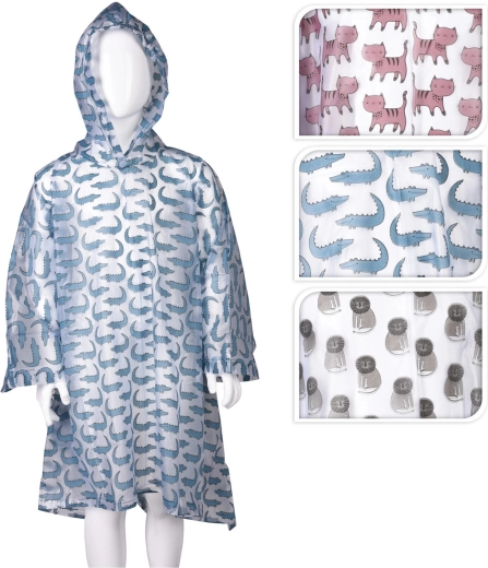 Poncho impermeabile per bambini con motivo animalier - 1 pezzo