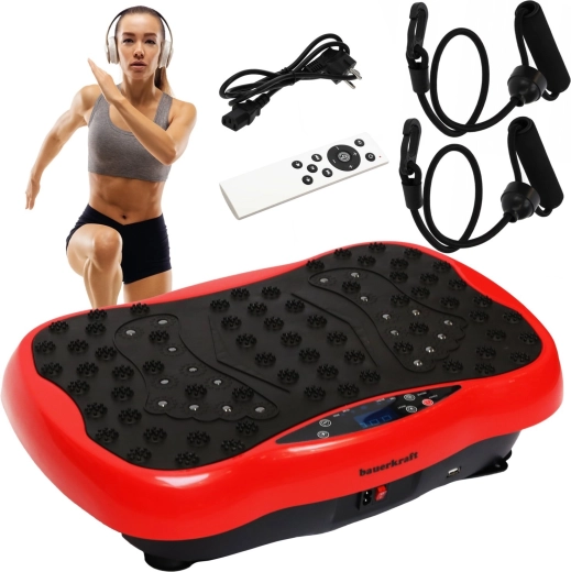 Bauerkraft vibration training platform with remote control and Bluetooth (red)
