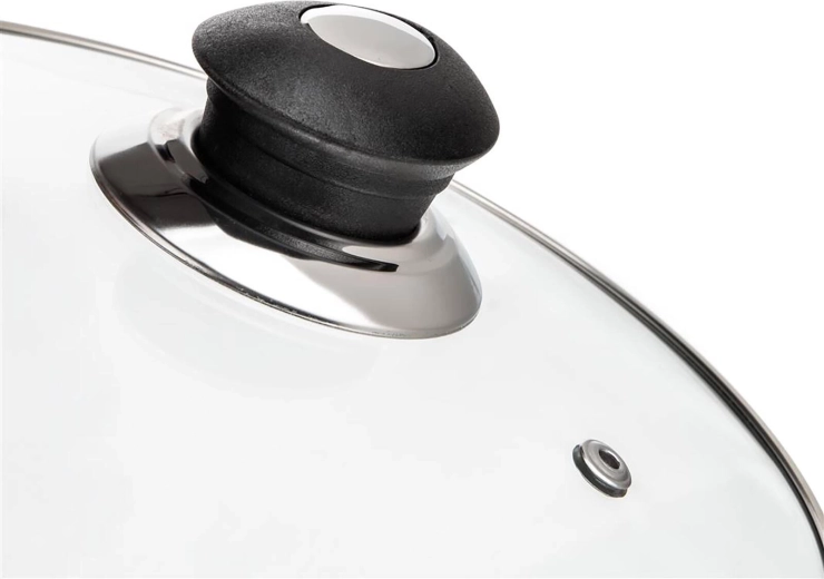 Glass lid with vent for cooking control