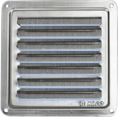 Stainless steel ventilation grille 250 × 250 mm with fixed louvers