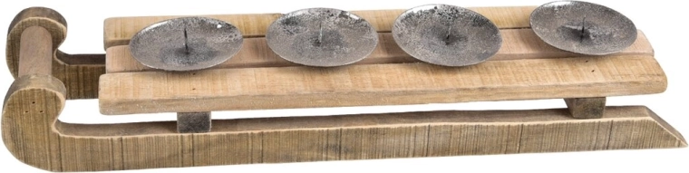 Bougeoir de l’Avent en bois en forme de traîneau marron 43 × 12 × 8 cm