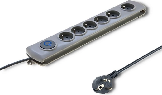 Quick Switch Surge Protector, 6 outlets, 1.8 m, gray