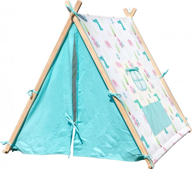 Play Tent for Kids with Animal Theme and Wood-Fabric Frame